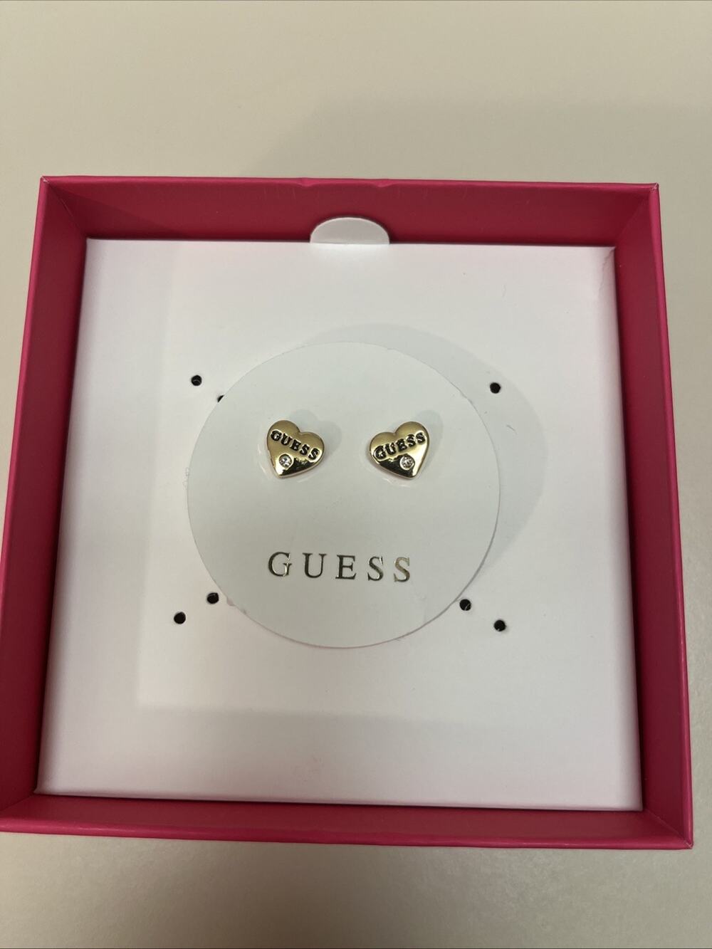 Guess Heart Earrings Diamond Stone